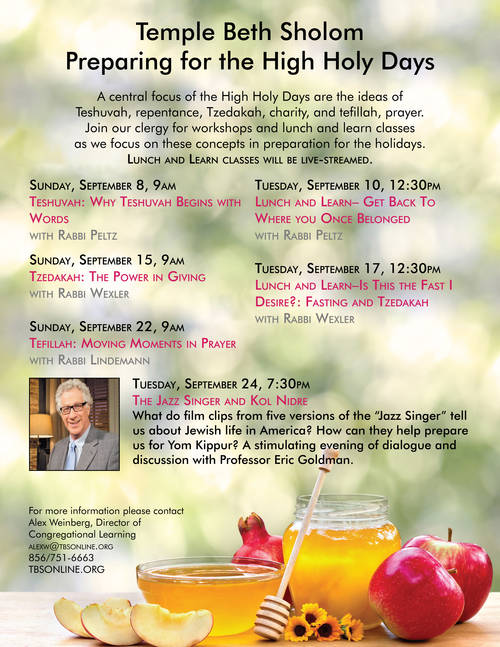 Banner Image for Preparing for the High Holy Days Lunch & Learn - Is This the Fast I Desire?: Fasting and Tzedakah with Rabbi Wexler
