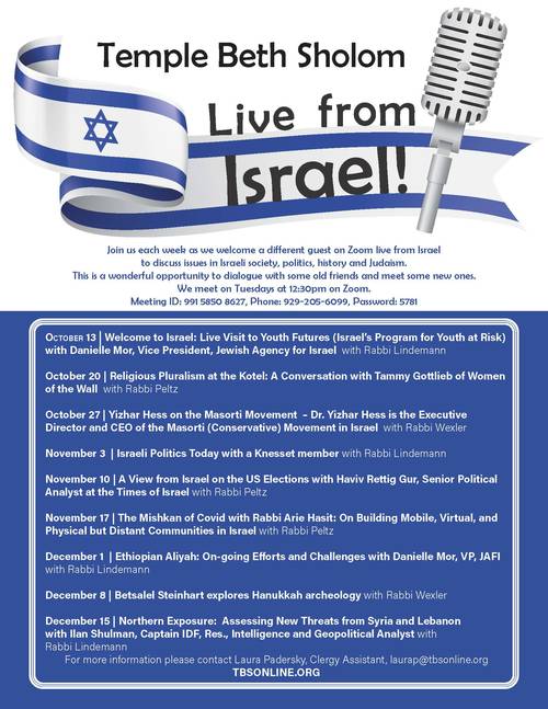 Banner Image for Zoom: Lunch & Learn - Live from Israel!