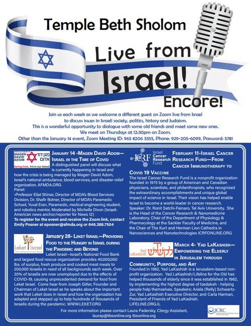 Banner Image for Zoom: Lunch & Learn Live From Israel Encore!