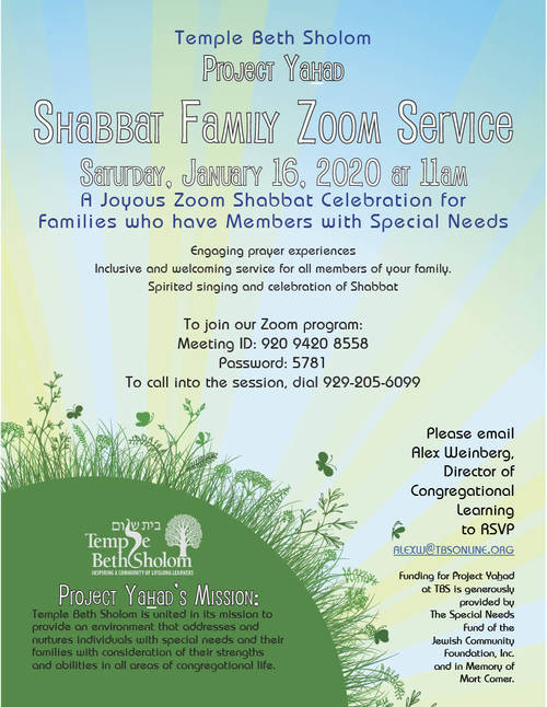 Banner Image for Zoom: Project Yahad Shabbat Family Service