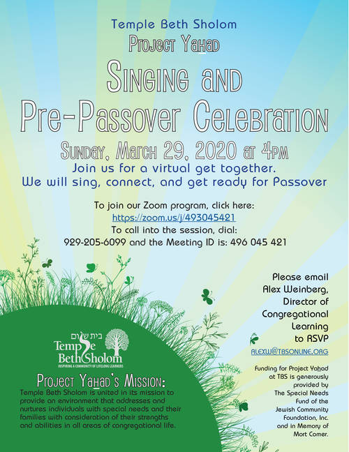 Banner Image for Zoom: Project Yahad Singing & Pre-Passover Celebration